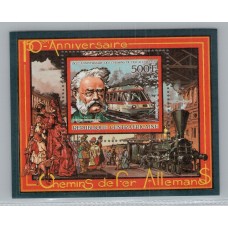 REPUBLICA CENTROAFRICANA HOJA BLOQUE NUEVA MINT TRENES LOCOMOTORAS